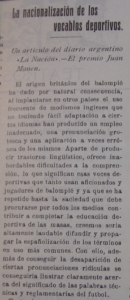 En 1920, la Revista Deportes, Teatro y Toros ya abogaba por la españolización del foot-ball